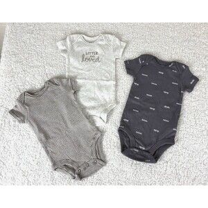 Carter’s Baby Boy Bodysuits 3 M & 6 M Lot of 3 – Cute Sayings & Stripes